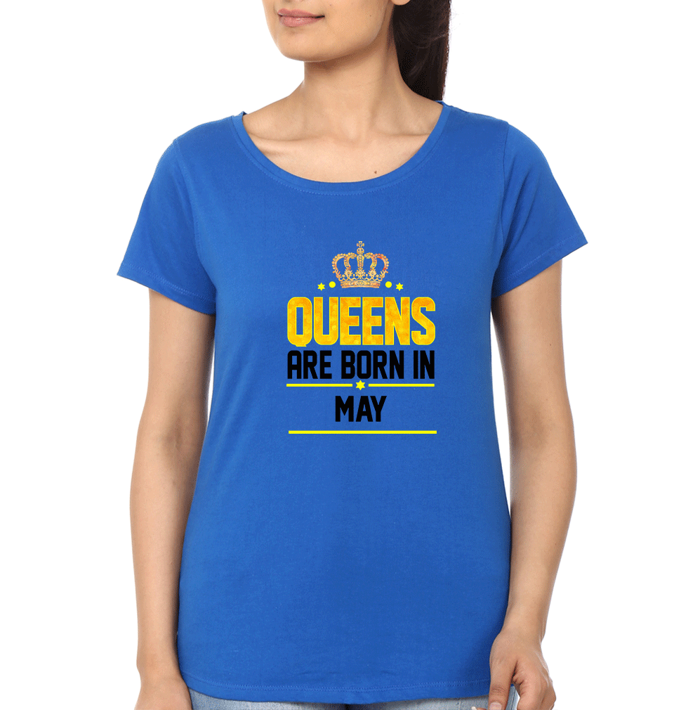 Queens Are Born In May T-Shirt for Women-Royal Blue-Ektarfa.online