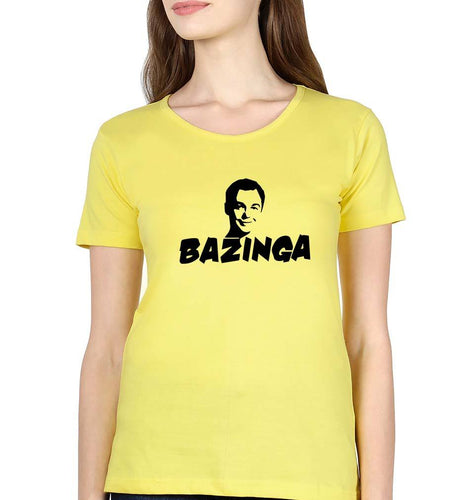 Sheldon Cooper Bazinga T-Shirt for Women-Yellow-Ektarfa.online