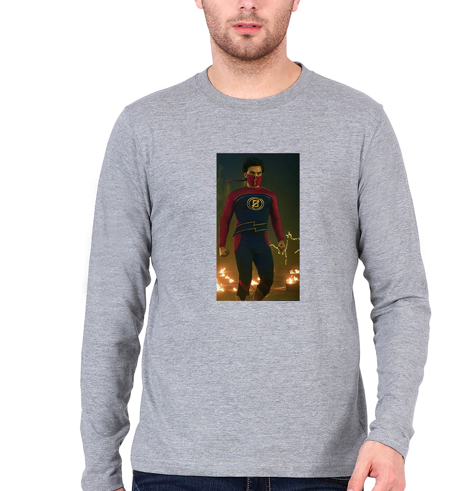 Minnal Murali Full Sleeves T-Shirt for Men-Grey Melange-Ektarfa.online