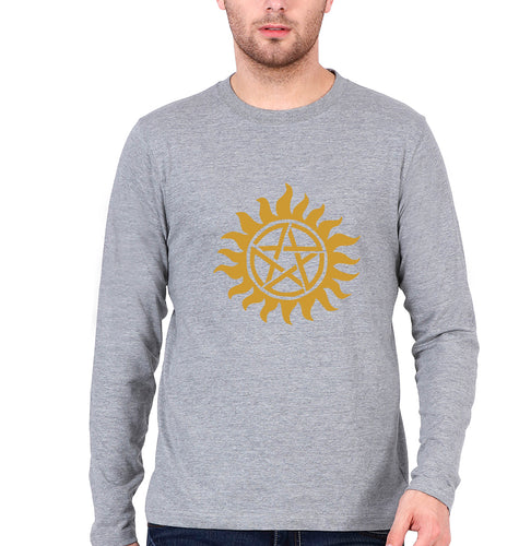 Supernatural Full Sleeves T-Shirt for Men-Grey Melange-Ektarfa.online