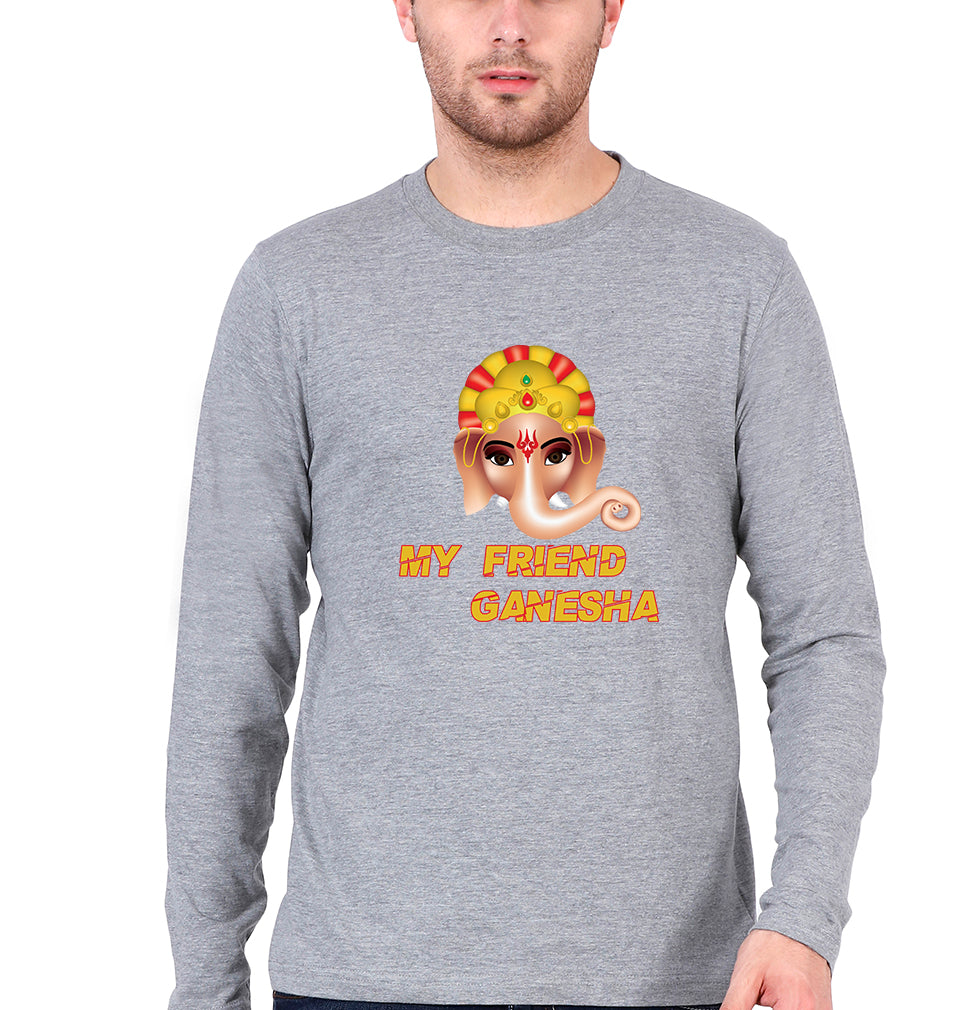 Ganpati JI(Ganesh) Full Sleeves T-Shirt for Men-Grey Melange-Ektarfa.online