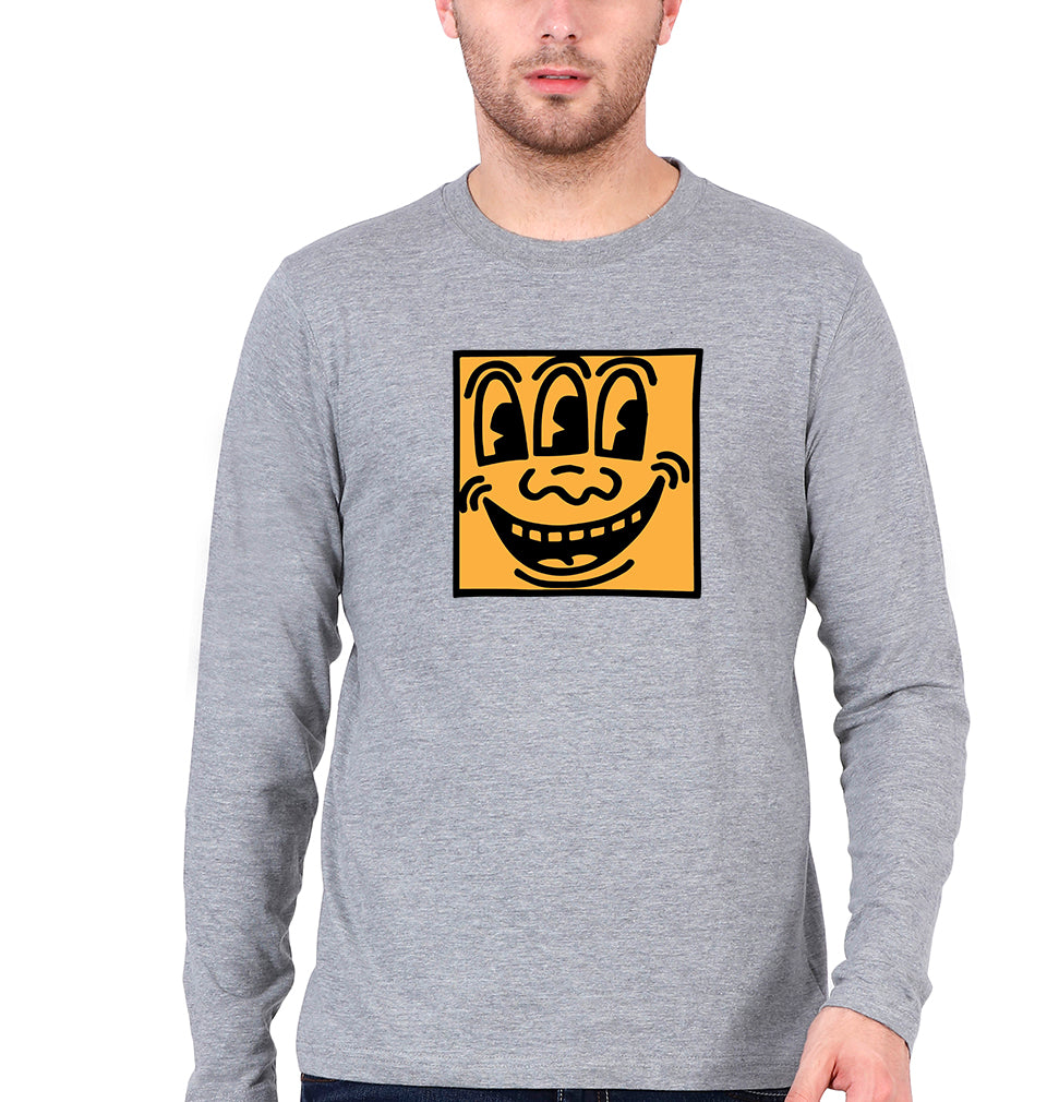 Keith Haring Funny Full Sleeves T-Shirt for Men-Grey Melange-Ektarfa.online