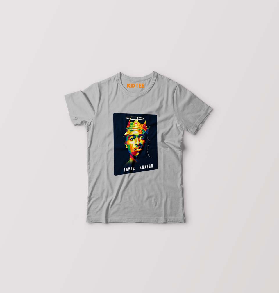 2Pac Tupac Kids T-Shirt for Boy/Girl-Grey-Ektarfa.online