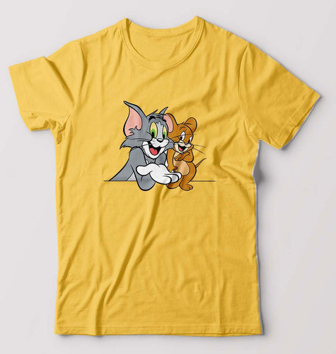 Tom and Jerry T-Shirt for Men-S(38 Inches)-Golden Yellow-Ektarfa.online