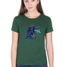 Load image into Gallery viewer, Dragon T-Shirt for Women-XS(32 Inches)-Dark Green-Ektarfa.online
