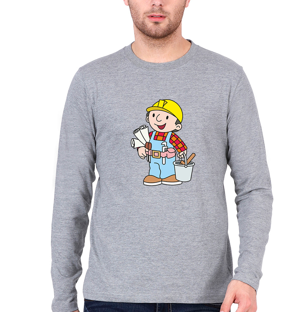 Bob the Builder Full Sleeves T-Shirt for Men-Grey Melange-Ektarfa.online
