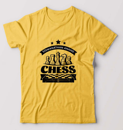 Viswanathan Anand Chess T-Shirt for Men-S(38 Inches)-Golden Yellow-Ektarfa.online