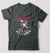 Load image into Gallery viewer, Shark Rider T-Shirt for Men-S(38 Inches)-Steel grey-Ektarfa.online
