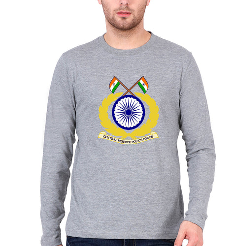 CRPF Full Sleeves T-Shirt for Men-Grey Melange-Ektarfa.online