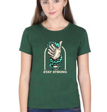 Load image into Gallery viewer, Stay Strong T-Shirt for Women-XS(32 Inches)-Dark Green-Ektarfa.online
