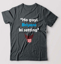 Load image into Gallery viewer, Biryani T-Shirt for Men-S(38 Inches)-Steel grey-Ektarfa.online
