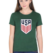 Load image into Gallery viewer, USA Football T-Shirt for Women-XS(32 Inches)-Dark Green-Ektarfa.online
