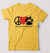 Load image into Gallery viewer, Peace Love Animals T-Shirt for Men-Golden Yellow-Ektarfa.online

