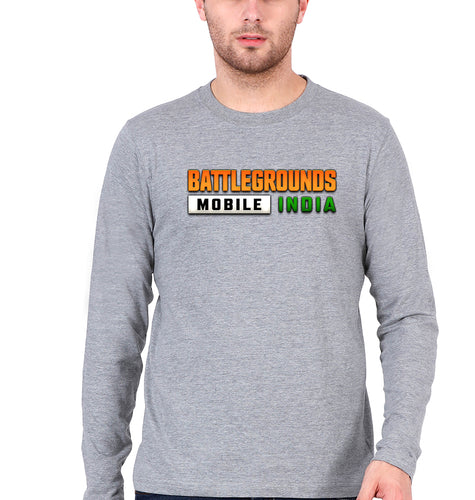 Battlegrounds Mobile India (BGMI) Full Sleeves T-Shirt for Men-Grey Melange-Ektarfa.online