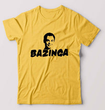 Load image into Gallery viewer, Sheldon Cooper Bazinga T-Shirt for Men-S(38 Inches)-Golden Yellow-Ektarfa.online
