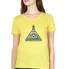 Load image into Gallery viewer, Psychedelic Triangle eye T-Shirt for Women-XS(32 Inches)-Yellow-Ektarfa.online
