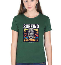 Load image into Gallery viewer, Surfing California T-Shirt for Women-XS(32 Inches)-Dark Green-Ektarfa.online
