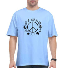 Load image into Gallery viewer, Peace Religious Symbols Oversized T-Shirt for Men-Baby Blue-Ektarfa.online

