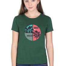 Load image into Gallery viewer, Sunset California T-Shirt for Women-XS(32 Inches)-Dark Green-Ektarfa.online
