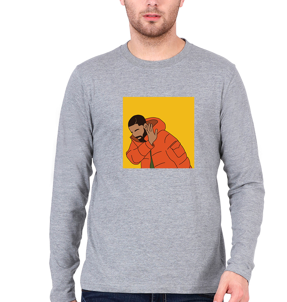 Drake Full Sleeves T-Shirt for Men-Grey Melange-Ektarfa.online