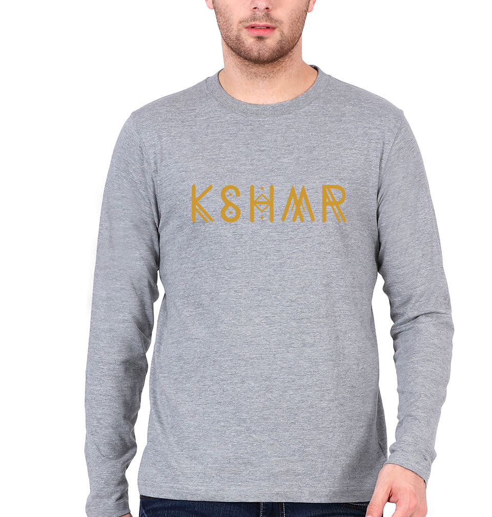 KSHMR Full Sleeves T-Shirt for Men-S(38 Inches)-Grey Melange-Ektarfa.online