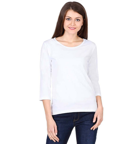 Plain White Full Sleeves T-Shirt for Women-ektarfa.com