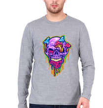 Load image into Gallery viewer, Trippy Psychedelic Skull Full Sleeves T-Shirt for Men-Grey Melange-Ektarfa.online
