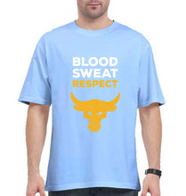 Load image into Gallery viewer, Blood Sweat Respect Gym Oversized T-Shirt for Men-Baby Blue-Ektarfa.online
