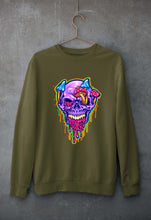 Load image into Gallery viewer, Trippy Psychedelic Skull Unisex Sweatshirt for Men/Women-Olive Green-Ektarfa.online
