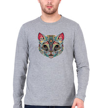Load image into Gallery viewer, Psychedelic Cat Full Sleeves T-Shirt for Men-Grey Melange-Ektarfa.online
