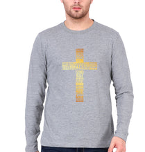 Load image into Gallery viewer, Christian Full Sleeves T-Shirt for Men-S(38 Inches)-Grey Melange-Ektarfa.online
