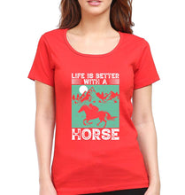 Load image into Gallery viewer, Horse Riding T-Shirt for Women-Red-Ektarfa.online

