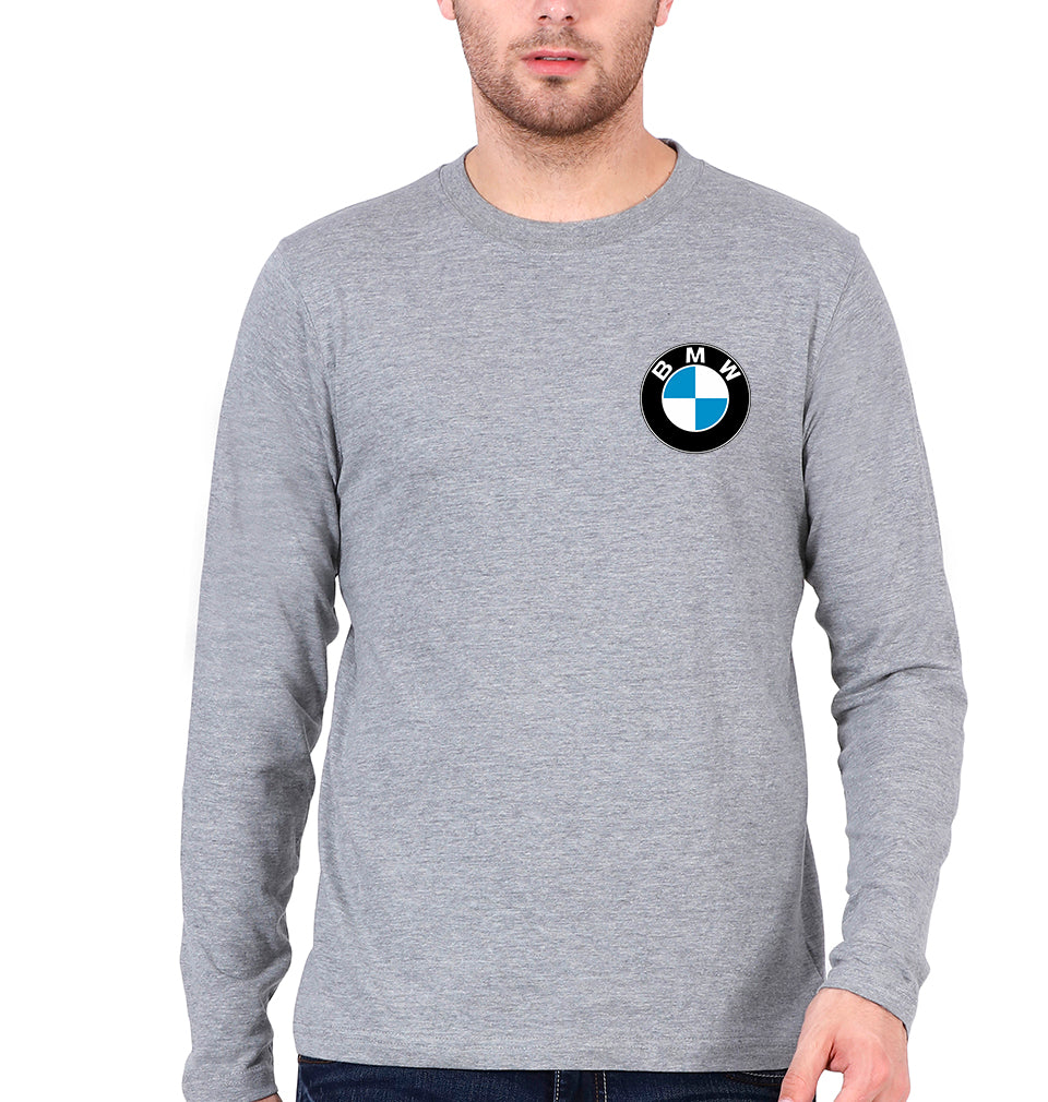 BMW Full Sleeves T-Shirt for Men-S(38 Inches)-Grey Melange-Ektarfa.online
