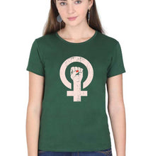 Load image into Gallery viewer, Feminist T-Shirt for Women-XS(32 Inches)-Dark Green-Ektarfa.online

