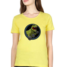 Load image into Gallery viewer, Angry T-Rex Gym T-Shirt for Women-XS(32 Inches)-Yellow-Ektarfa.online
