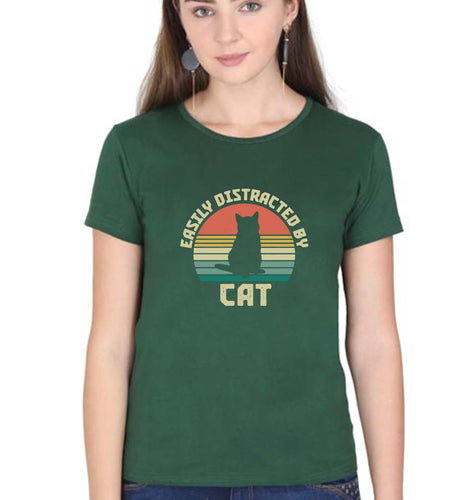 Cat T-Shirt for Women-Dark Green-Ektarfa.online