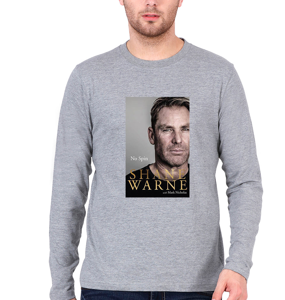 Shane Warne Full Sleeves T-Shirt for Men-Grey Melange-Ektarfa.online