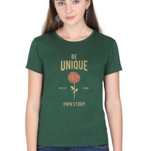 Load image into Gallery viewer, Be Unique T-Shirt for Women-XS(32 Inches)-Dark Green-Ektarfa.online
