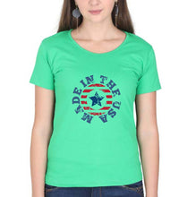 Load image into Gallery viewer, America T-Shirt for Women-XS(32 Inches)-Flag Green-Ektarfa.online
