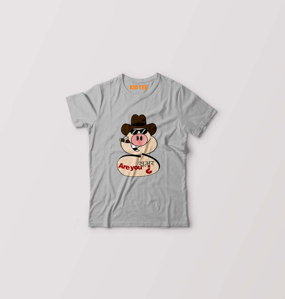 Pig Funny Kids T-Shirt for Boy/Girl-0-1 Year(20 Inches)-Grey-Ektarfa.online