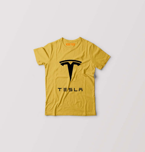 Tesla Kids T-Shirt for Boy/Girl-Yellow-Ektarfa.online