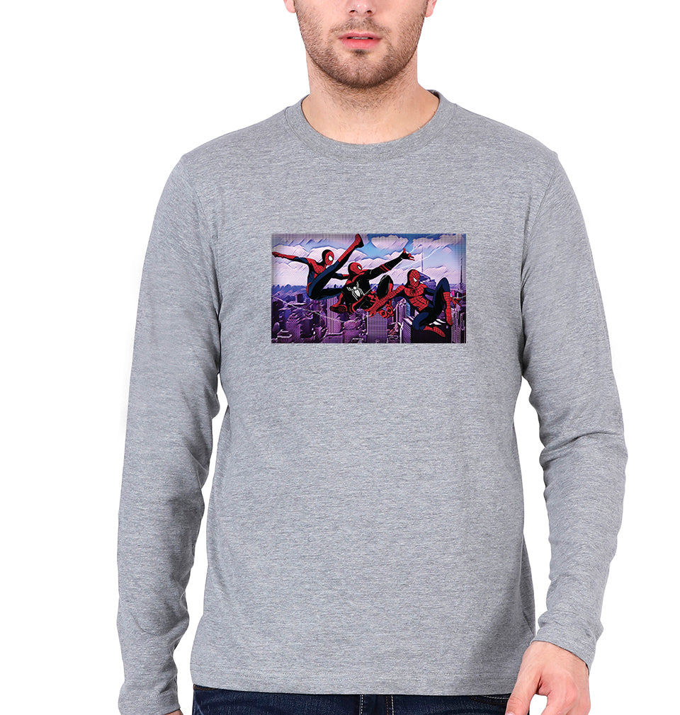 Spiderman Superhero Full Sleeves T-Shirt for Men-Grey Melange-Ektarfa.online