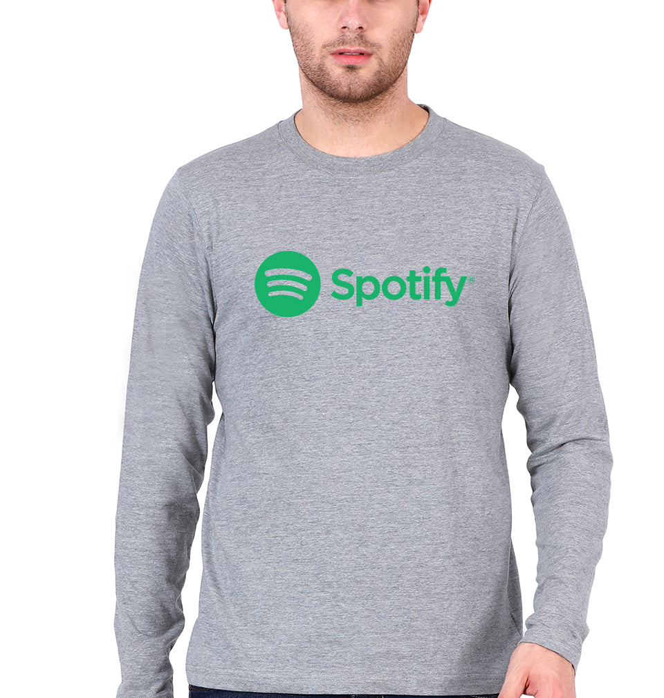 Spotify Full Sleeves T-Shirt for Men-Grey Melange-Ektarfa.online