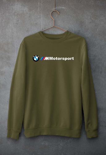 BMW Motorsport Unisex Sweatshirt for Men/Women-S(40 Inches)-Olive Green-Ektarfa.online