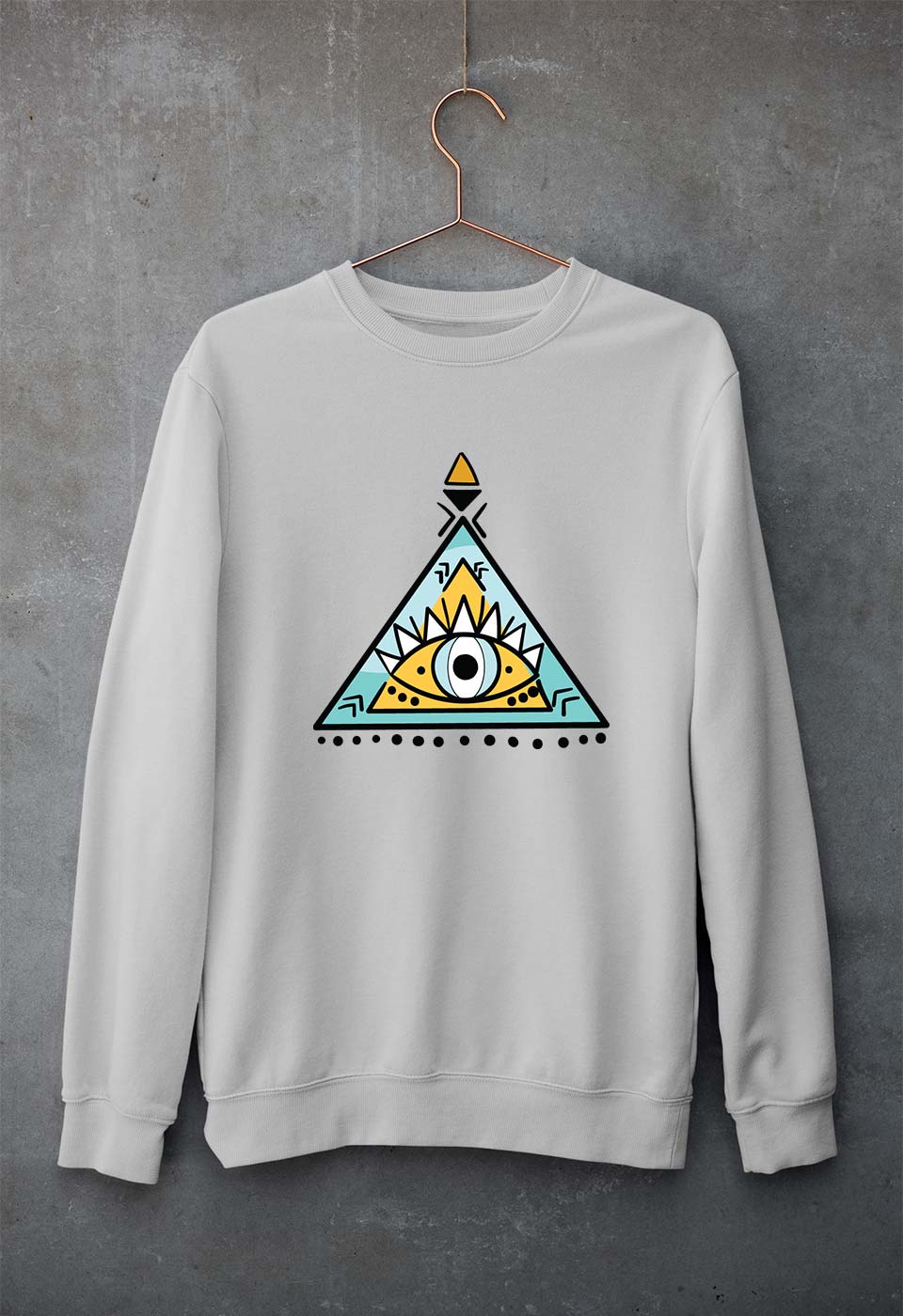 Psychedelic Triangle eye Unisex Sweatshirt for Men/Women-Grey Melange-Ektarfa.online