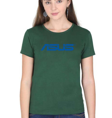 Asus Half Sleeves T-Shirt for Women-XXL(41 Inches)-Dark Green-Ektarfa.co.in