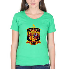 Load image into Gallery viewer, Spain Football T-Shirt for Women-XS(32 Inches)-Flag Green-Ektarfa.online
