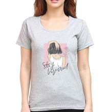 Load image into Gallery viewer, Stay Inspired T-Shirt for Women-XS(32 Inches)-Grey Melange-Ektarfa.online
