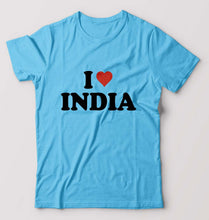 Load image into Gallery viewer, I Love India T-Shirt for Men-Light Blue-Ektarfa.online

