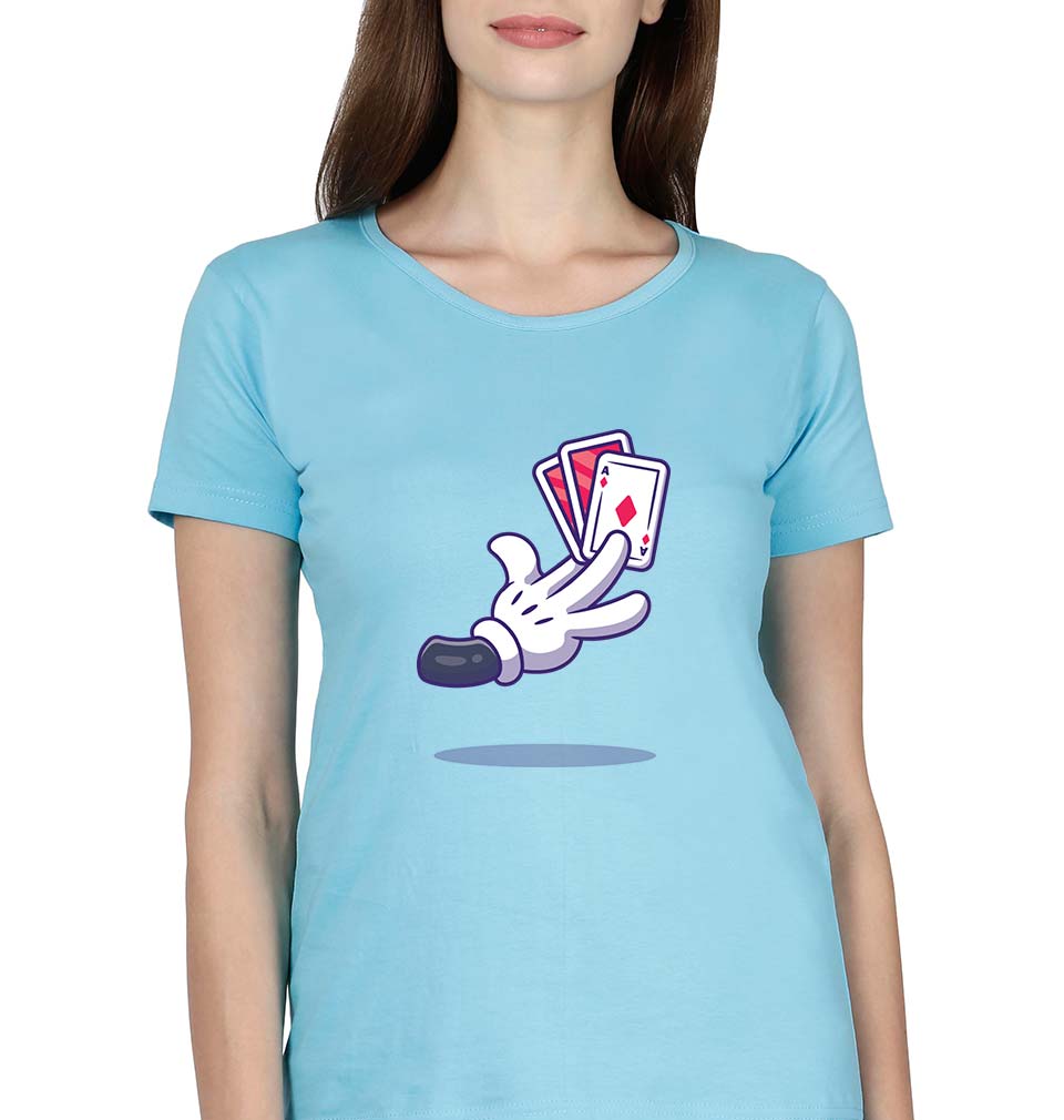 Poker T-Shirt for Women-XS(32 Inches)-SkyBlue-Ektarfa.online